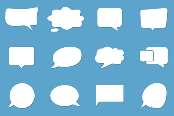 collection of speech bubbles in different shapes against blue background